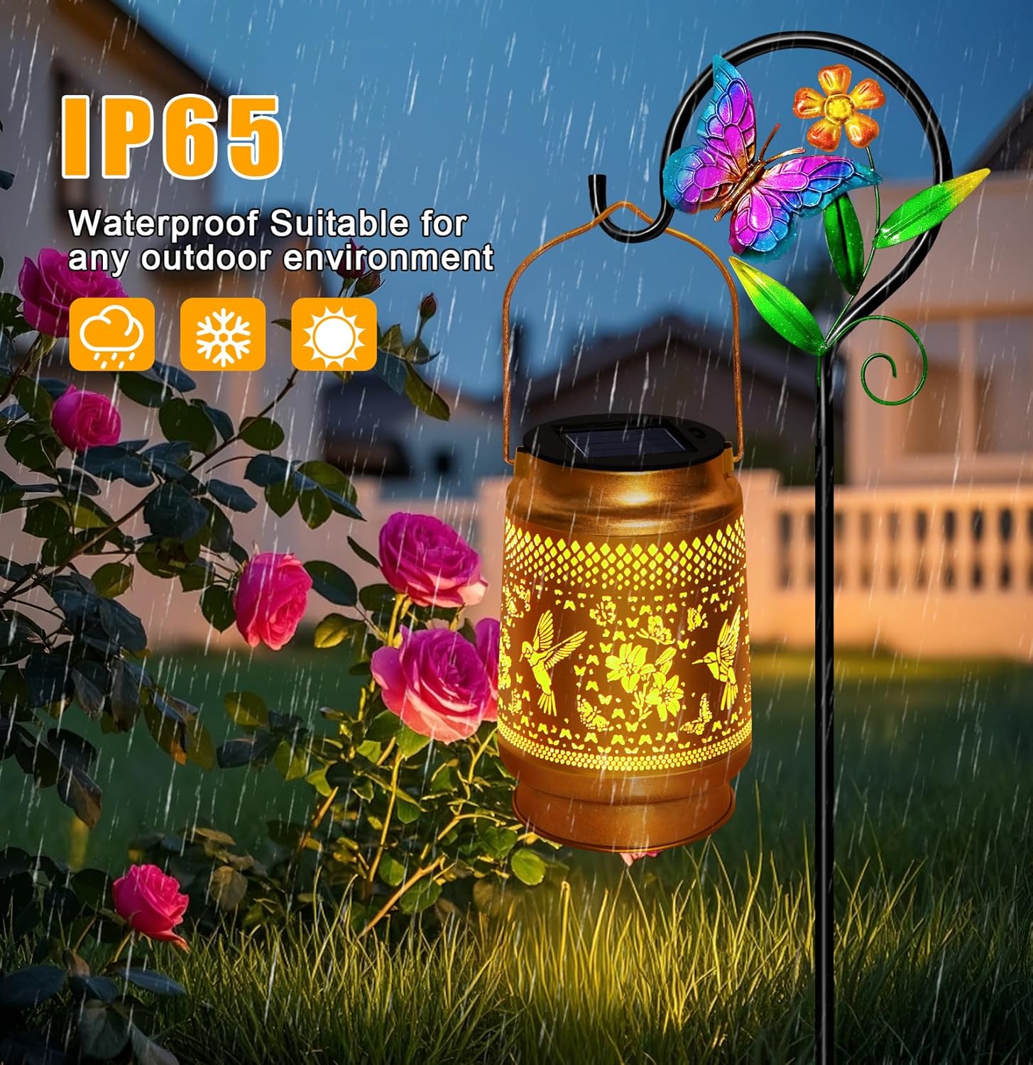 Thumbnail 6 de Yeuago Hummingbird Solar Lantern with Butterfly Shepherd Hook – Outdoor LED Garden Decor