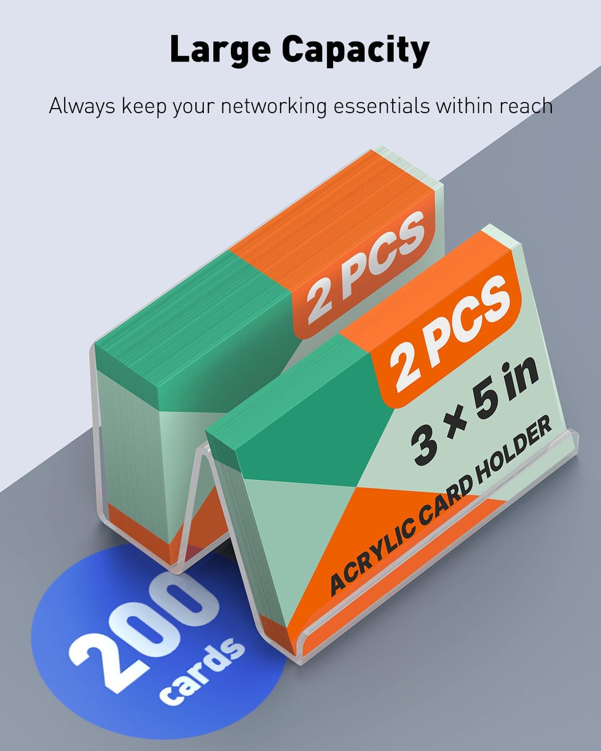 Thumbnail 5 de Uniclife lot de 2 porte-fiches en acrylique transparent (7,6 x 12,7 cm) pour cartes de visite