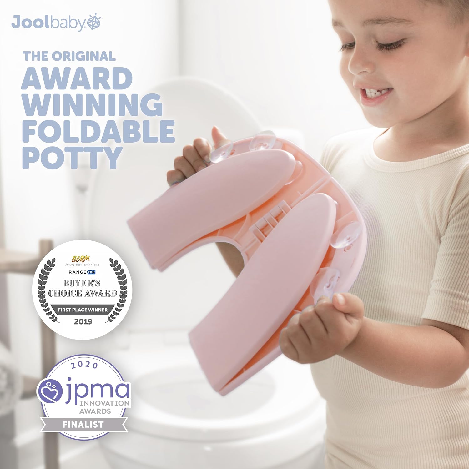 Detalle 2 de Jool Baby Folding Travel Potty Seat (Girls) – Fits Round & Oval Toilets, Pink