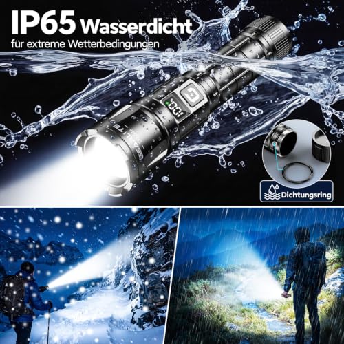 Detalle 2 de GEARLITE Taschenlampe LED Aufladbar – Extrem Hell, 6000 Lumen, 2er-Set