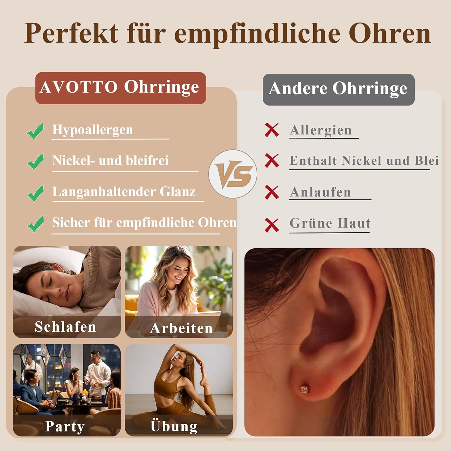 Thumbnail 4 de AVOTTO 3 Paar Ohrringe Silber 925 💍