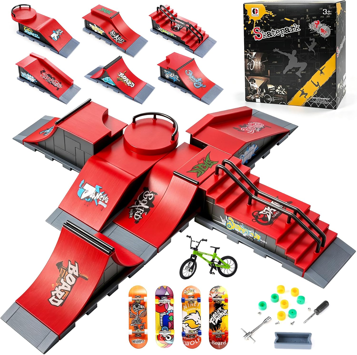 Detalle de CS COSDDI Finger Skateboard Park Set, 6-in-1