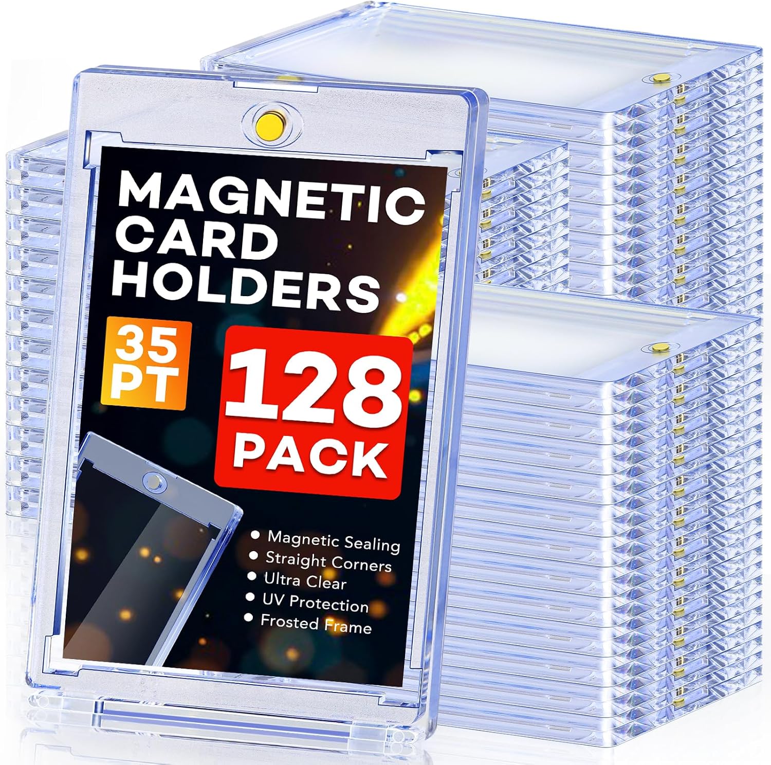 Detalle de 128ct Magnetic Card Holders (35pt One Touch) UV-Protected Hard Plastic Display Cases