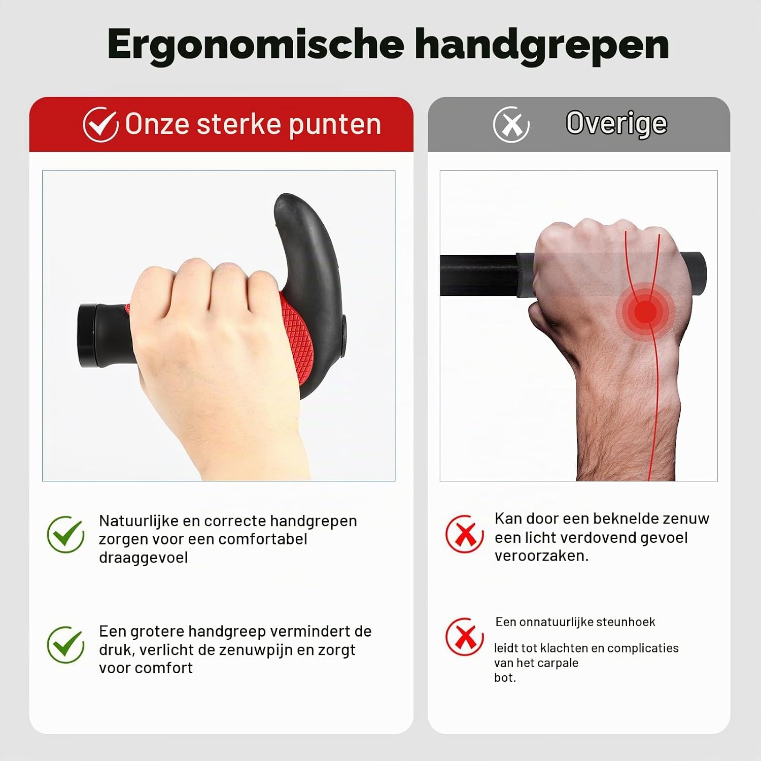 Detalle de ROGTYO ergonomische fietshandvatten 22 mm met hoornvorm en lock-on