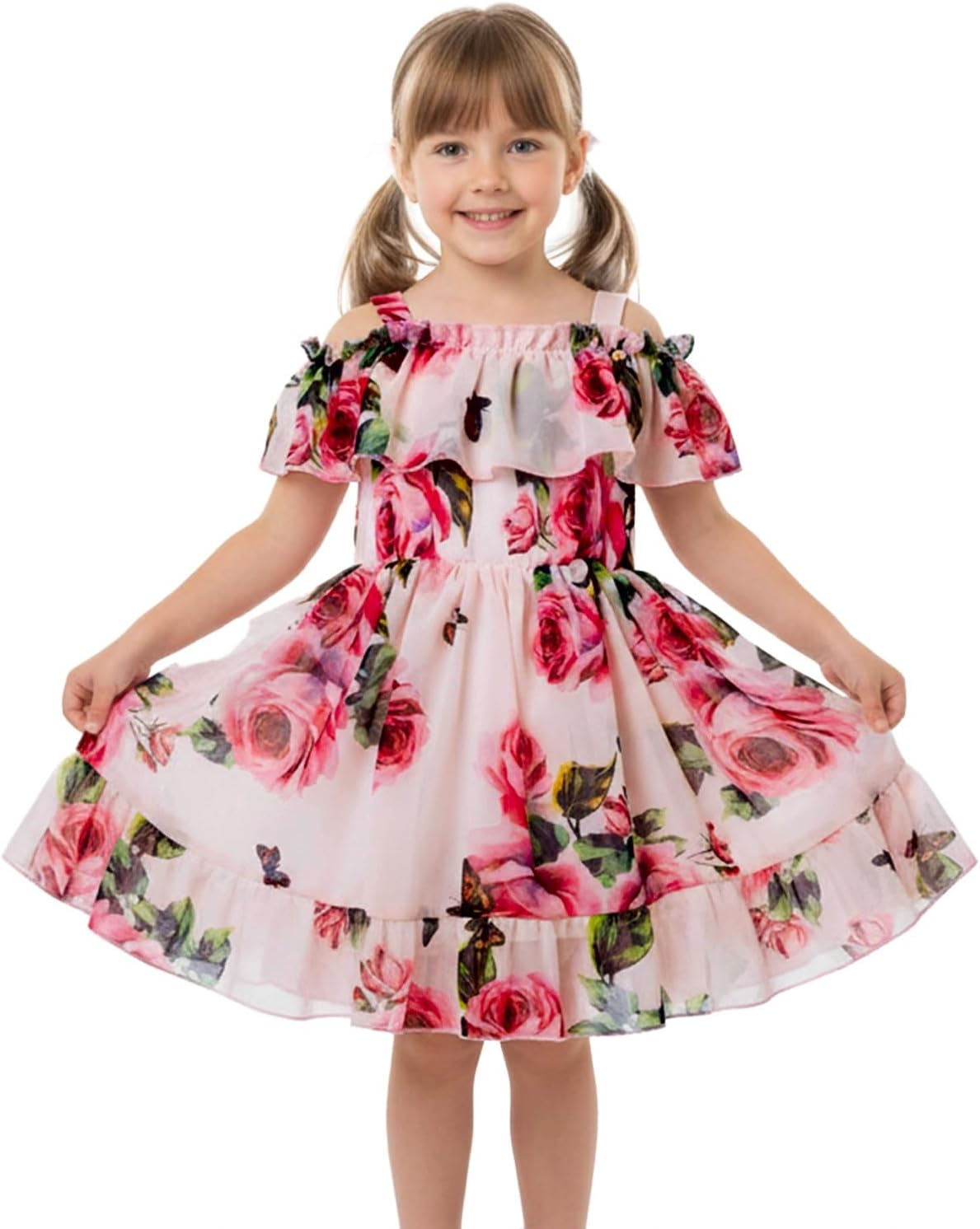 Detalle de Girls floral off-shoulder dress 1-6