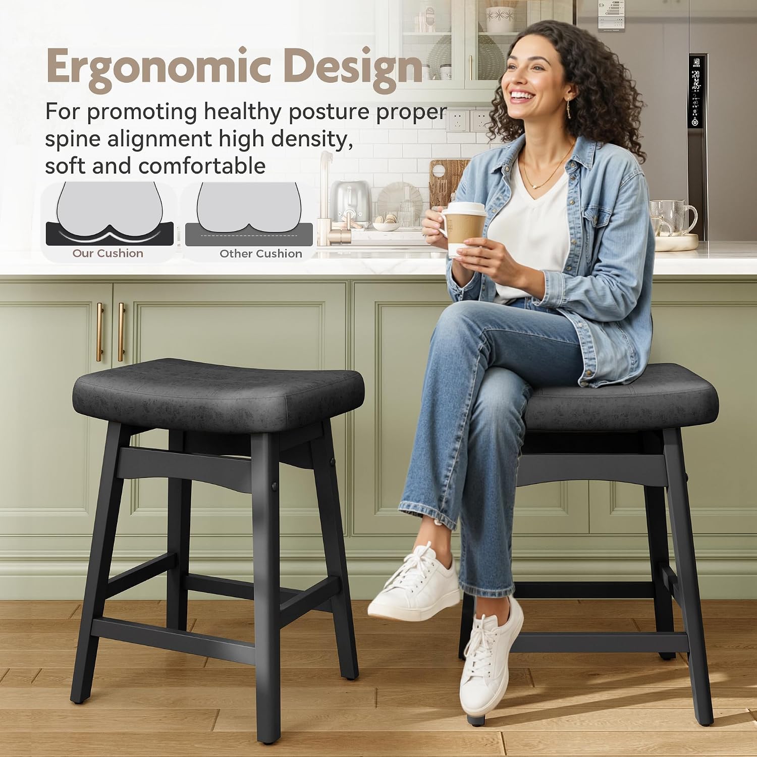 Thumbnail 3 de MAISON ARTS Counter-Height Bar Stool, 24-Inch