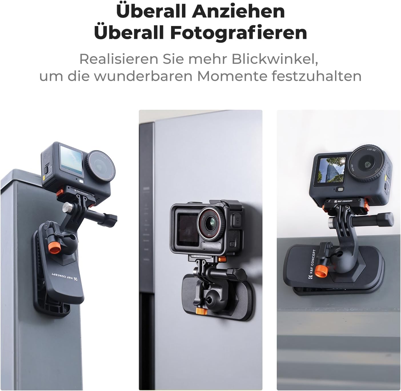 Detalle de K&F CONCEPT Magnetische Rucksack Clip-Halterung | vielseitige POV-Kamera-Halterung mit 360° Kugelkopf