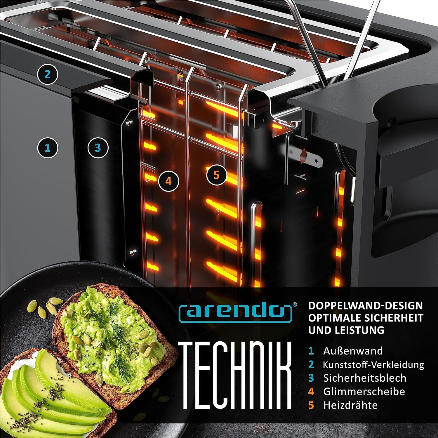 Thumbnail 4 de Arendo Touch Toaster 800 W mit Touchpanel