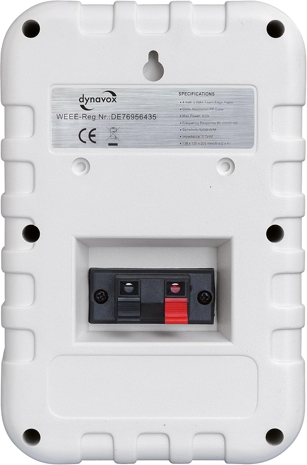 Detalle de Dynavox MB3 – białe, trójdrożne głośniki satelitarne 60 W z uchwytem