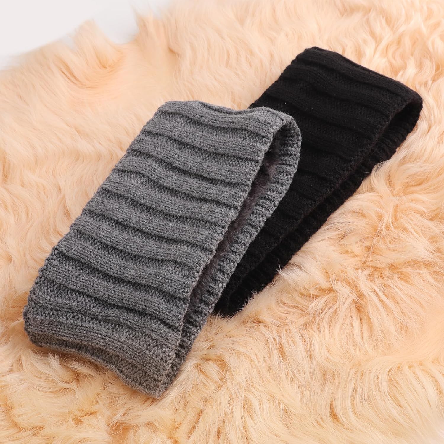 Thumbnail 3 de DRESHOW Bandeau tricoté chaud pour femmes — doublure polaire, 2 pièces