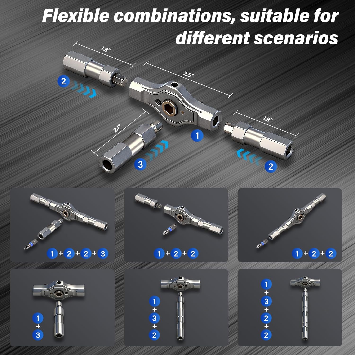 Detalle 2 de Koeutoze 42-in-1 Ratchet Screwdriver Set with Magnetic S2 Bits (Blue)