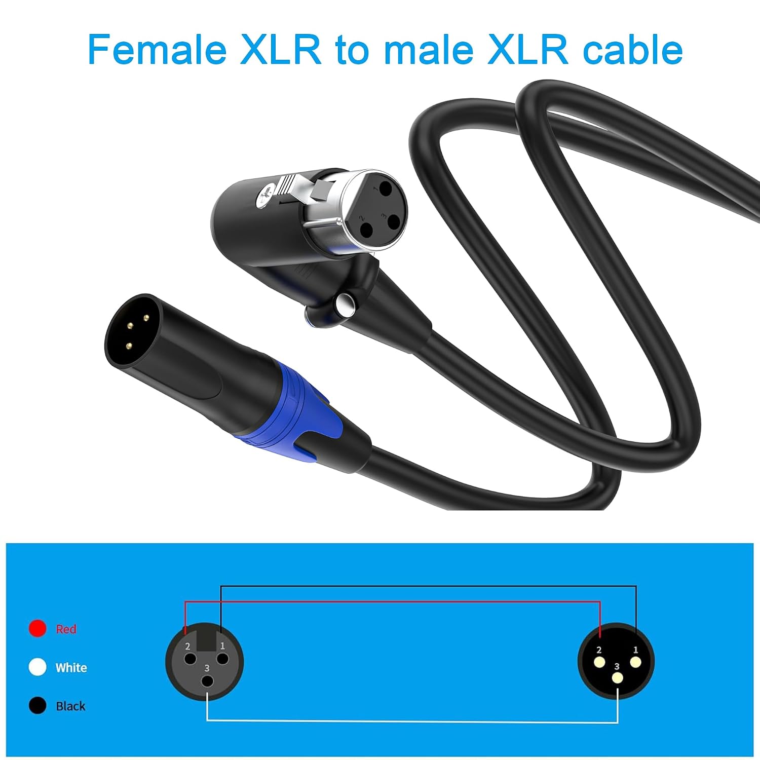 Detalle 2 de Seefeful 202403028002 XLR Microphone Cables, 3.3 ft, 2-Pack, Right-Angle Male