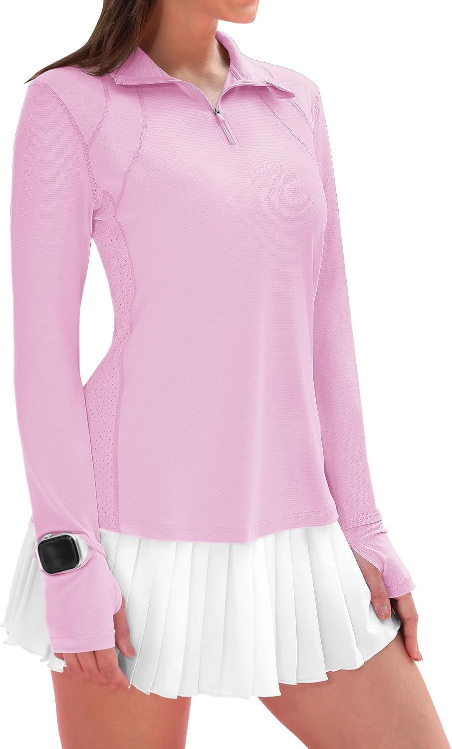 Detalle de IECCP Women’s Long Sleeve Golf Shirt (1/4 Zip) with UPF 50+ Sun Protection