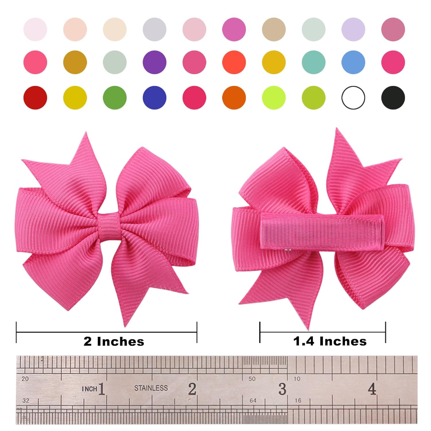 Detalle 2 de 60Pcs Baby Hair Bows Clips: 2-Inch Fully Lined Clips for Infant & Toddler Girls (30 Pairs)