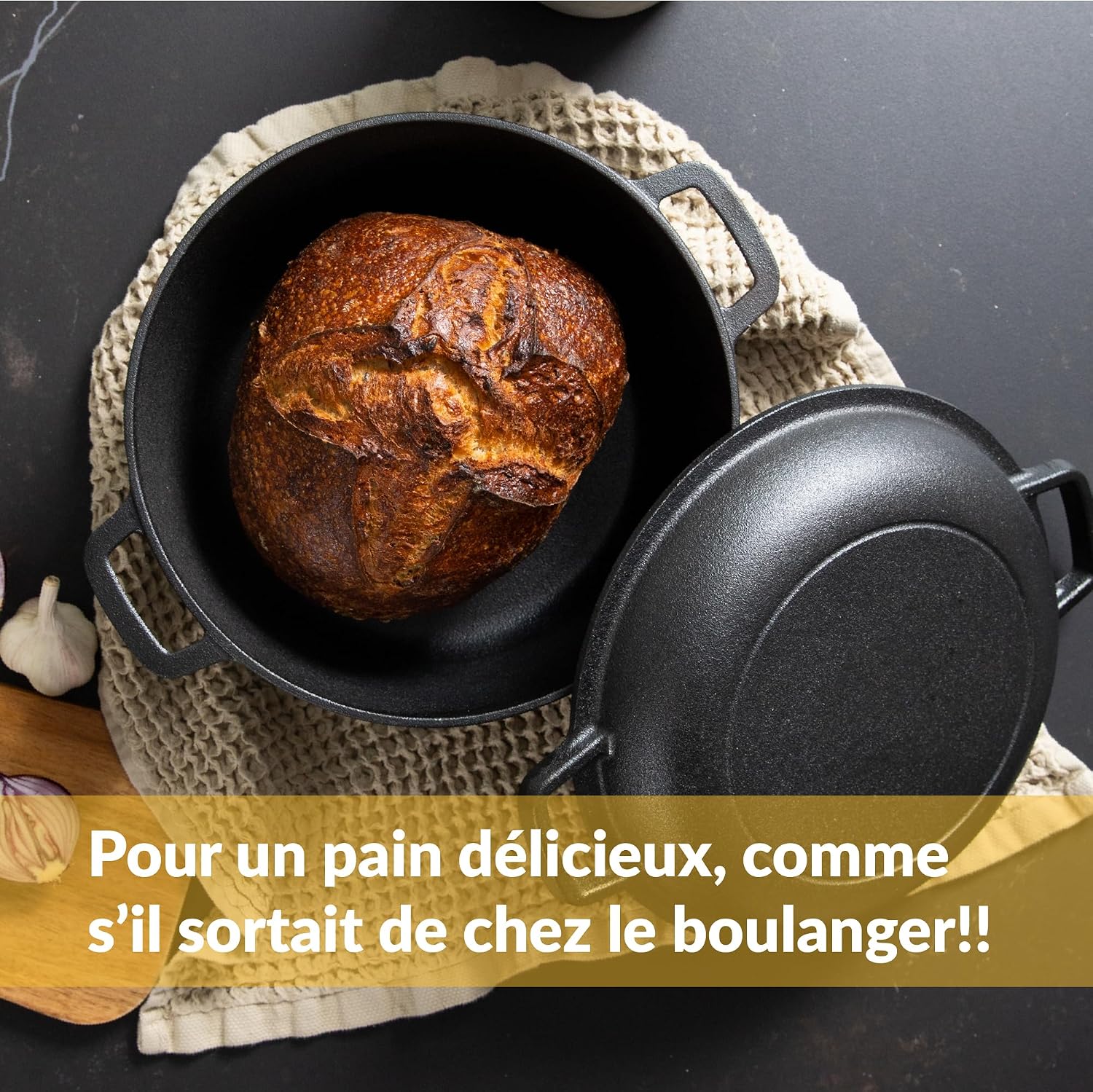 Thumbnail 1 de Chefarone CHEF000054 gietijzeren pan van 26 cm, 4,6 liter, met deksel