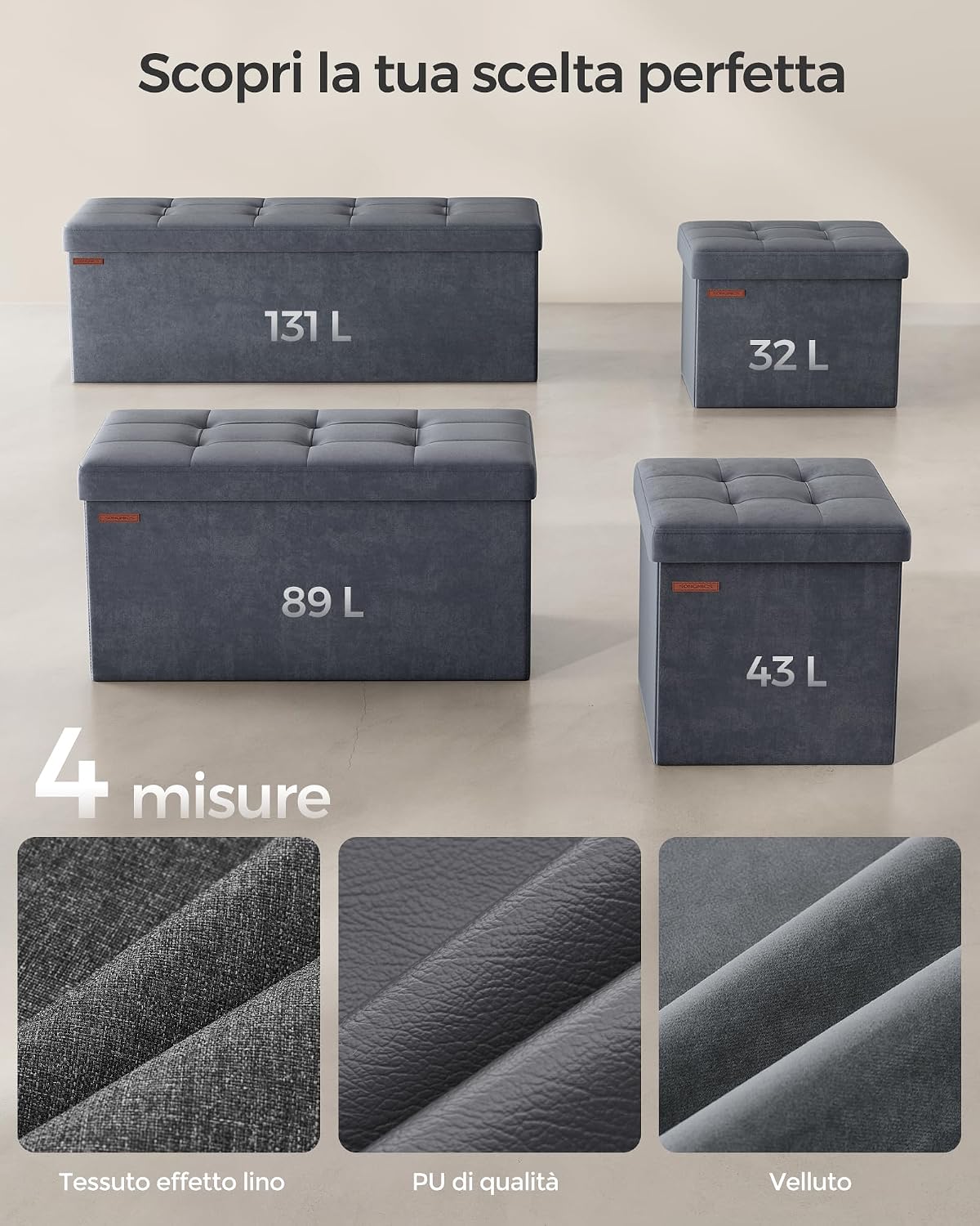 Thumbnail 5 de SONGMICS Pouf Pieghevole 38 x 38 cm