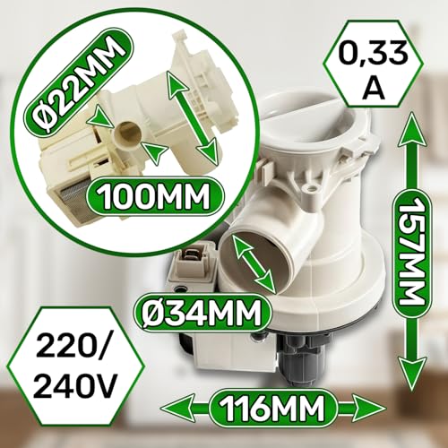 Thumbnail 2 de Bomba de desagüe para lavadora ONIX TECH 220/240V (compat. códigos 2863201400 y 2840940100/2840940200) con garantía 5 años