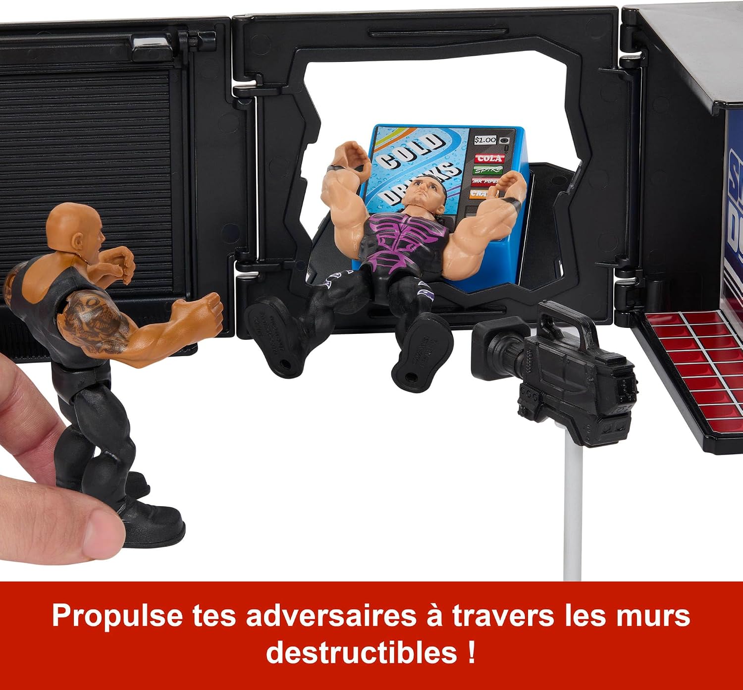 Thumbnail 3 de Coffret Microphone Boss Final Knuckle Crunchers JFX07 avec figurine articulée The Rock (8 cm) et accessoires WWE