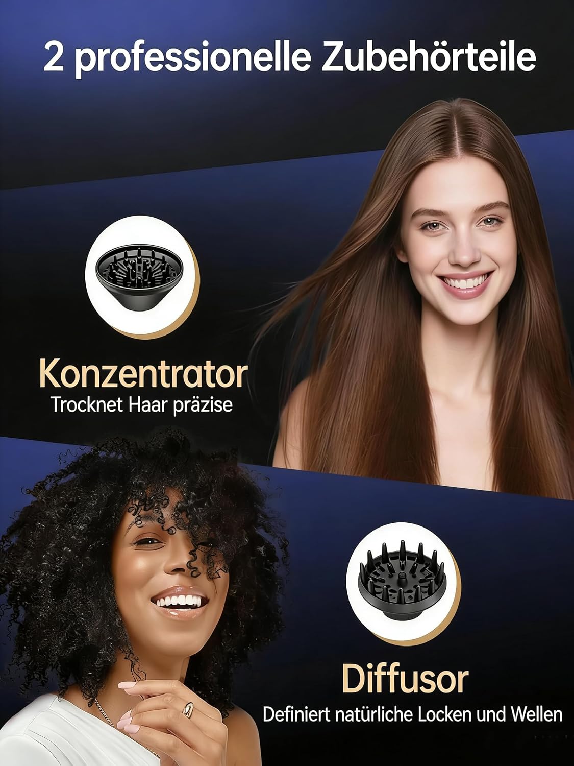 Detalle de Föhn Ionen Haartrockner 1800W mit Diffusor – kompakt, leicht und ideal für Reisen