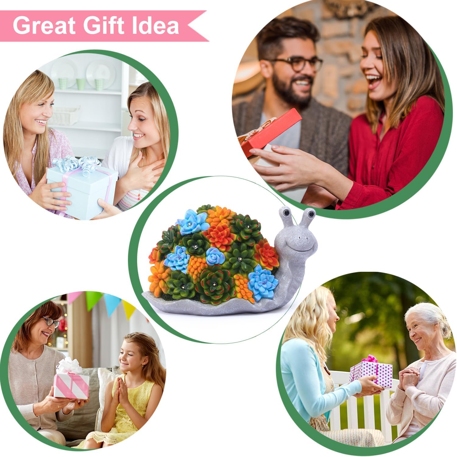 Thumbnail 1 de Yeomoo Schnecken-Deko mit Solarlampen für draußen – lustige Gartenfigur mit wetterfester Resin-Optik