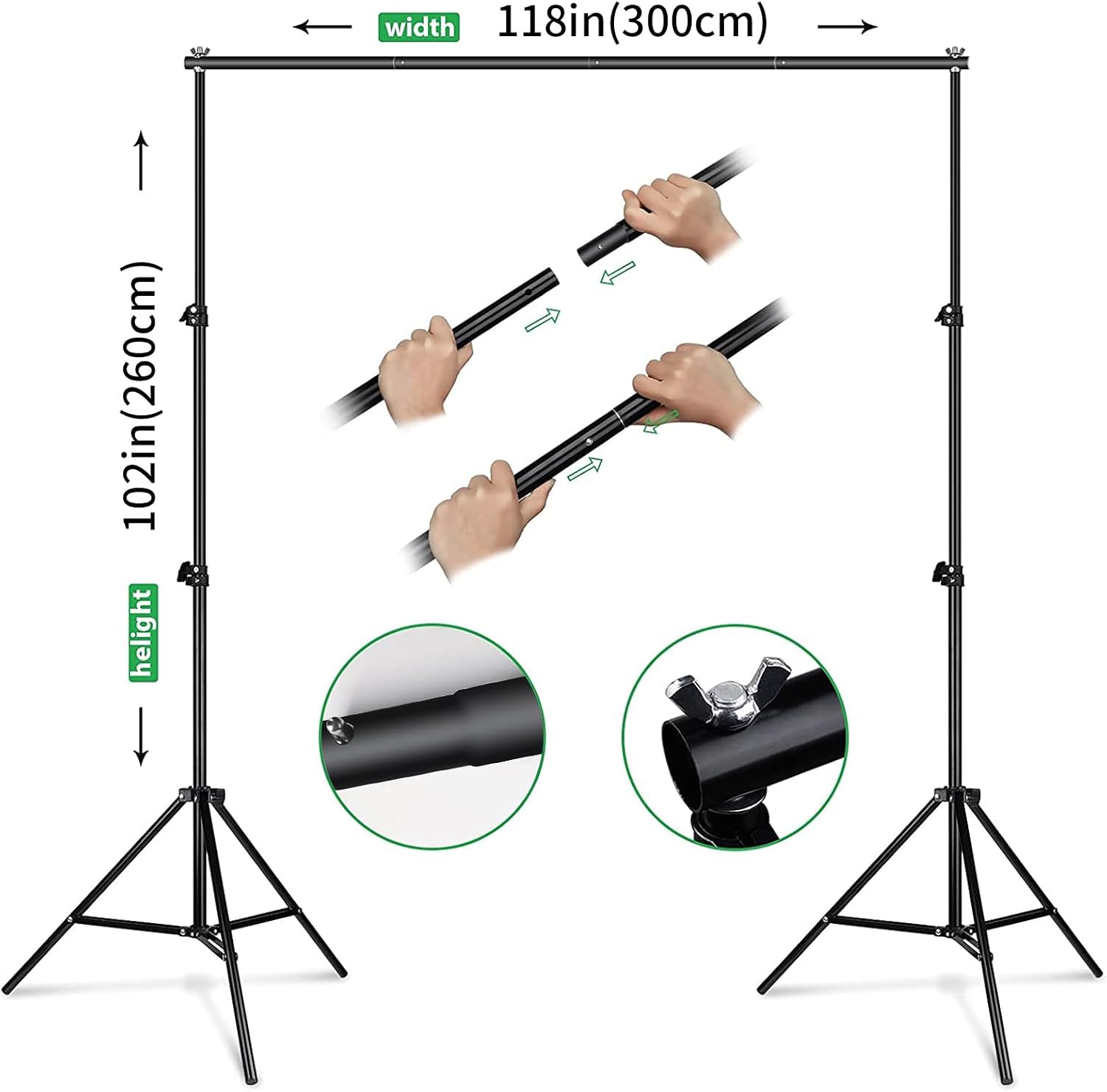 Detalle de FOTOCREAT 8.5x10ft Adjustable Backdrop Stand Kit with 4 Clamps