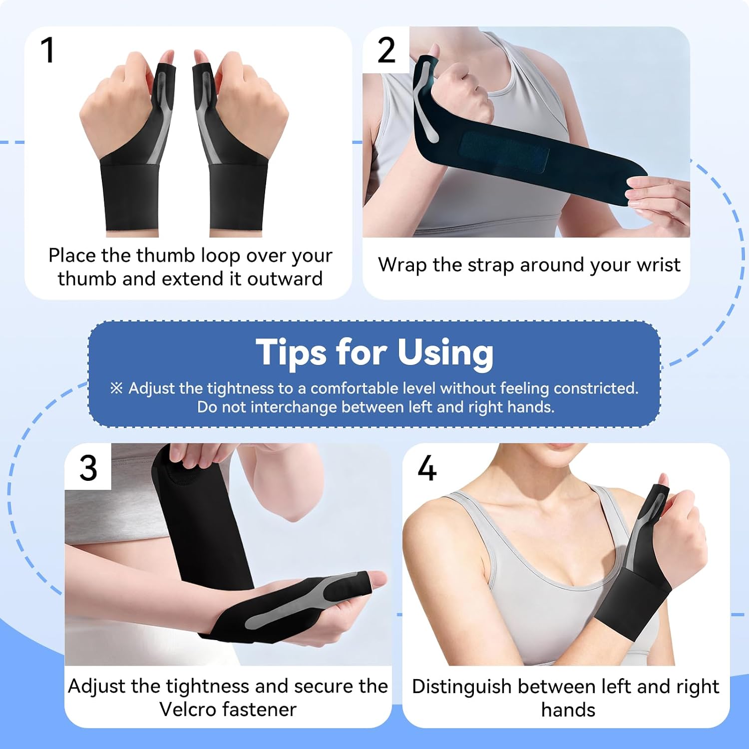 Thumbnail 6 de Goldeer 2Pcs Ergonomic Thumb Support for Arthritis – Adjustable Thumb Brace (M, Black) for Right and Left Hands