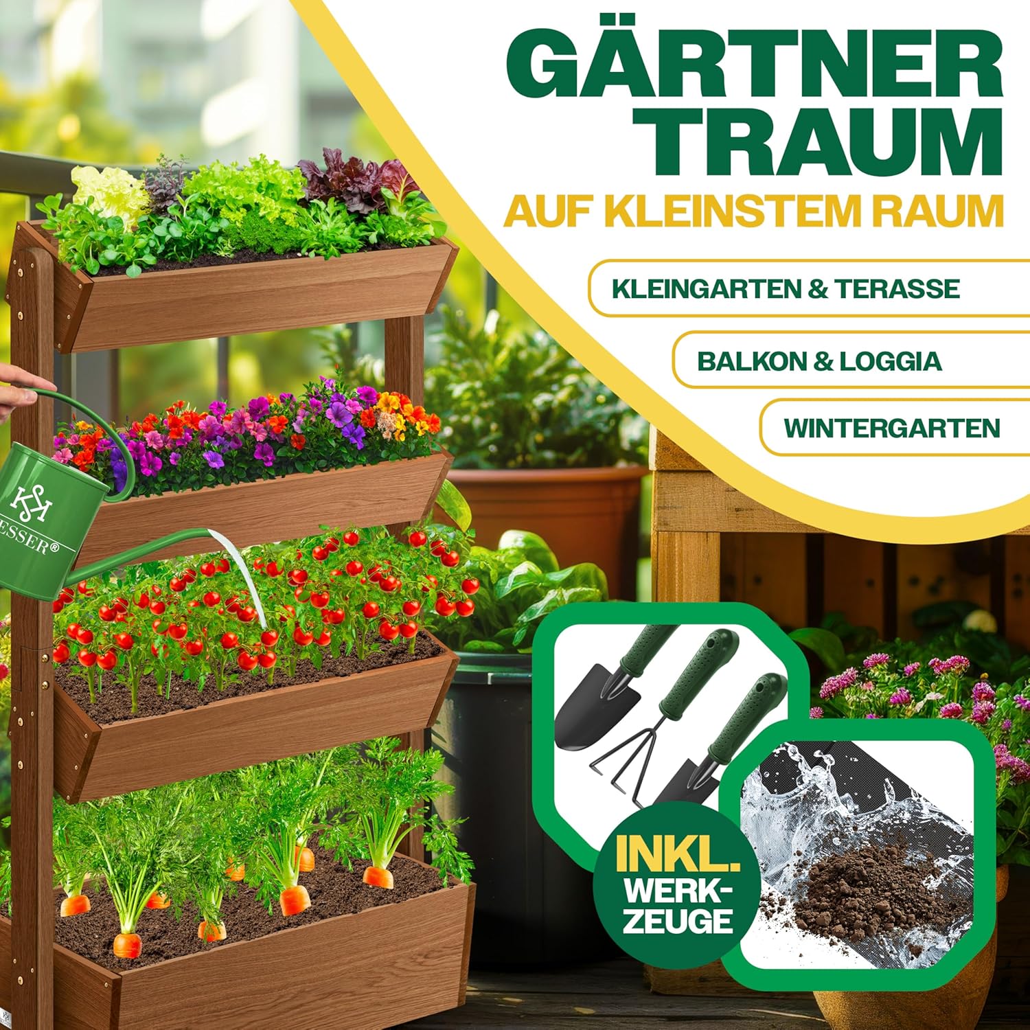 Thumbnail 6 de KESSER Hochbeet 4 Etagen Premium Braun