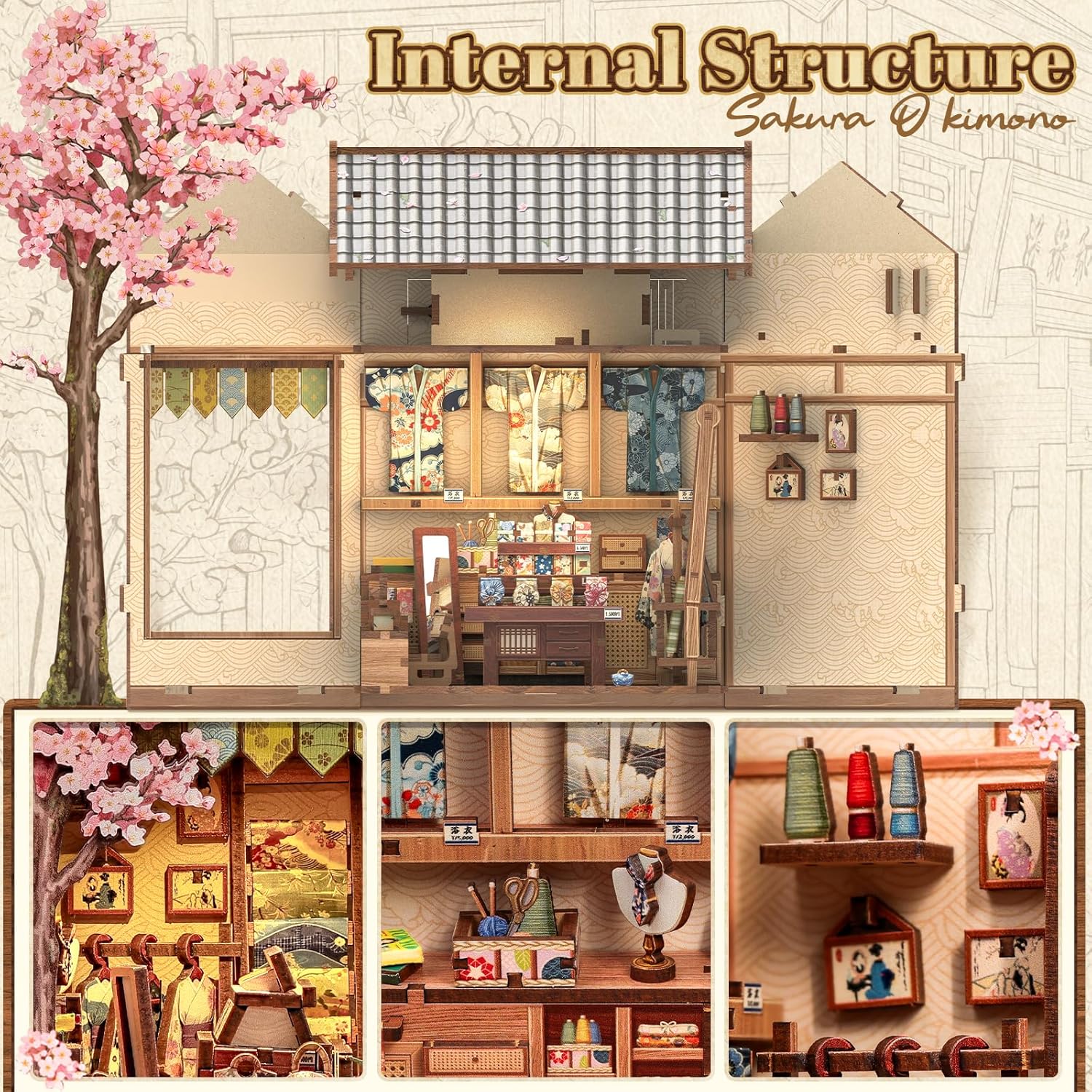 Thumbnail 6 de Cutefun Book Nook Kit: Sakura Kimono Shop DIY Miniature Dollhouse