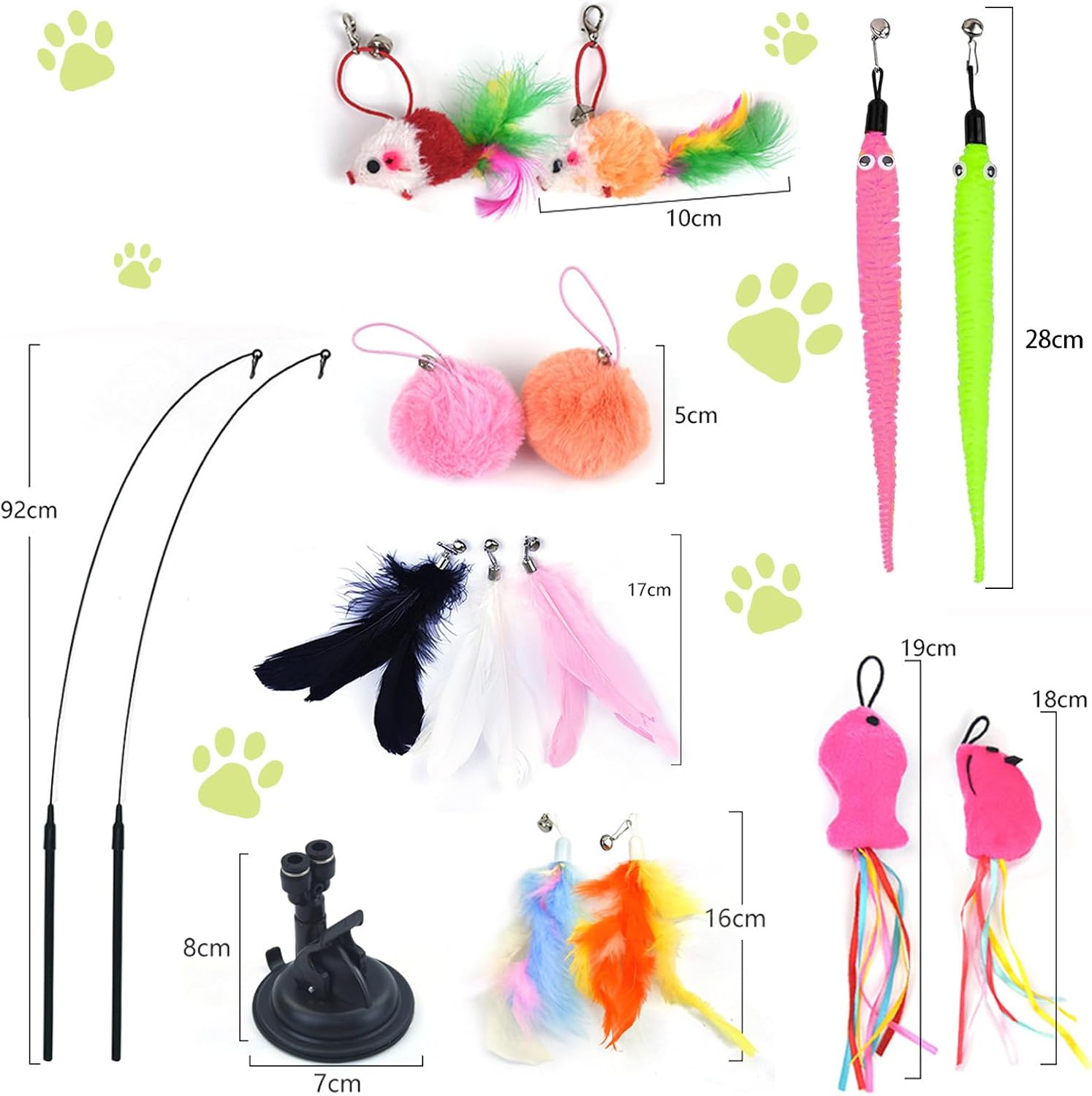 Thumbnail 5 de ACETEND 13-Piece Interactive Cat Feather Toys with Suction Cup and 2 Wands