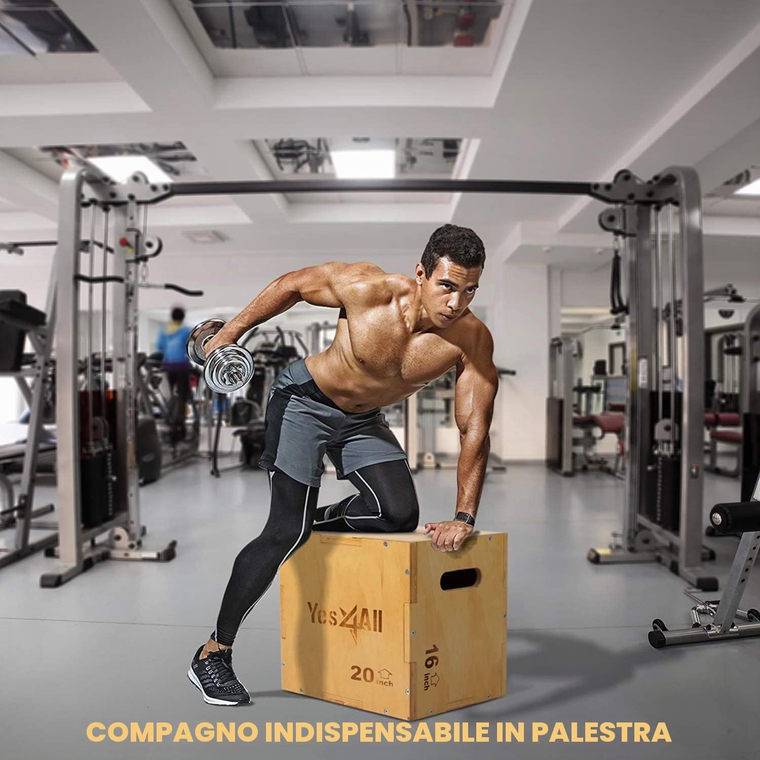 Detalle de Yes4All Scatola Plyo 3 in 1 in legno antiscivolo – scatola pliometrica per palestra domestica e allenamento all'aperto
