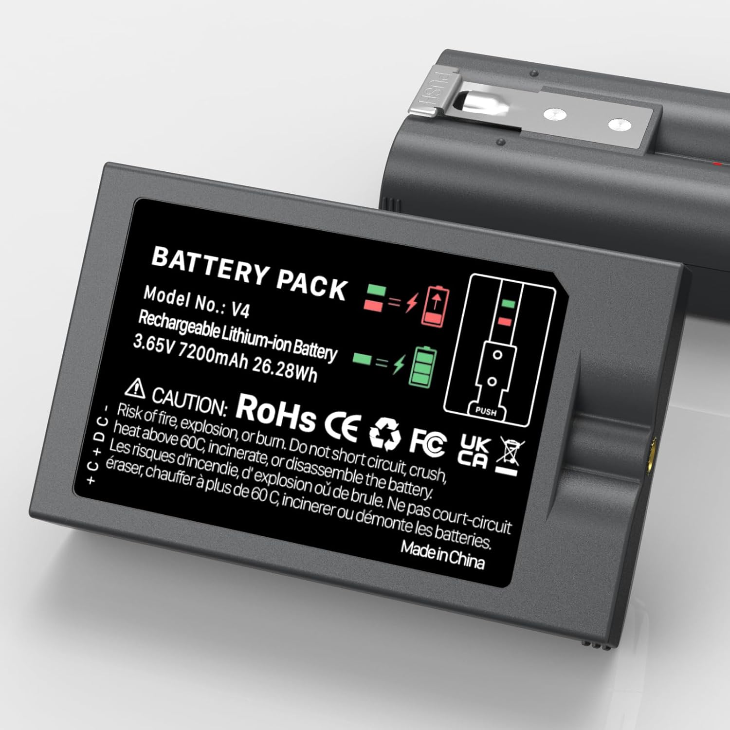 Detalle de Upgraded 2er-Set Ersatzakku für Ring (7200 mAh) – kompatibel mit Doorbell 2/3/4/3+, Stick Up Cam und weiteren Kameras