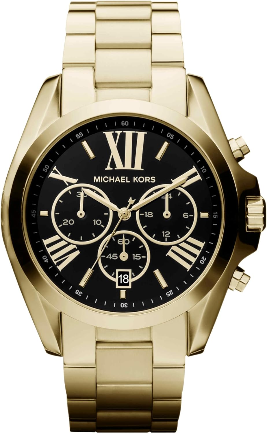 Detalle de Michael Kors Orologio Bradshaw da donna, cronografo al quarzo, cassa 44 mm e cinturino in acciaio dorato