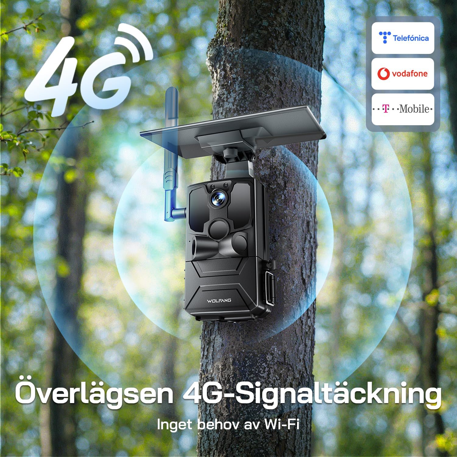 Detalle 2 de WOLFANG WT04 4G-viltkamera med solpanel, 2,5K-livevideo och 120° synfält