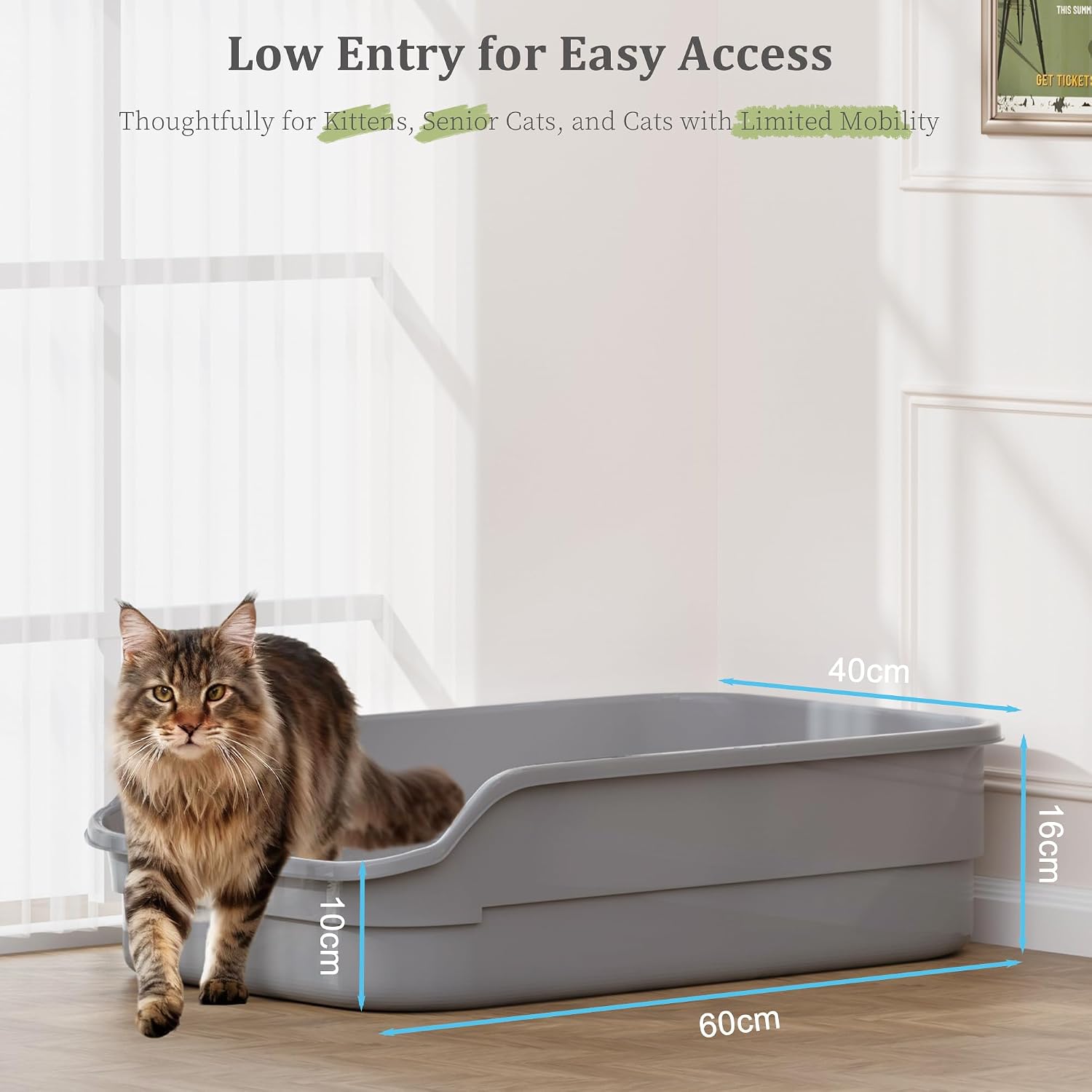 Detalle de Vealind Large Cat Litter Tray with High Sides and Low Entry (60 x 40 x 16 cm)