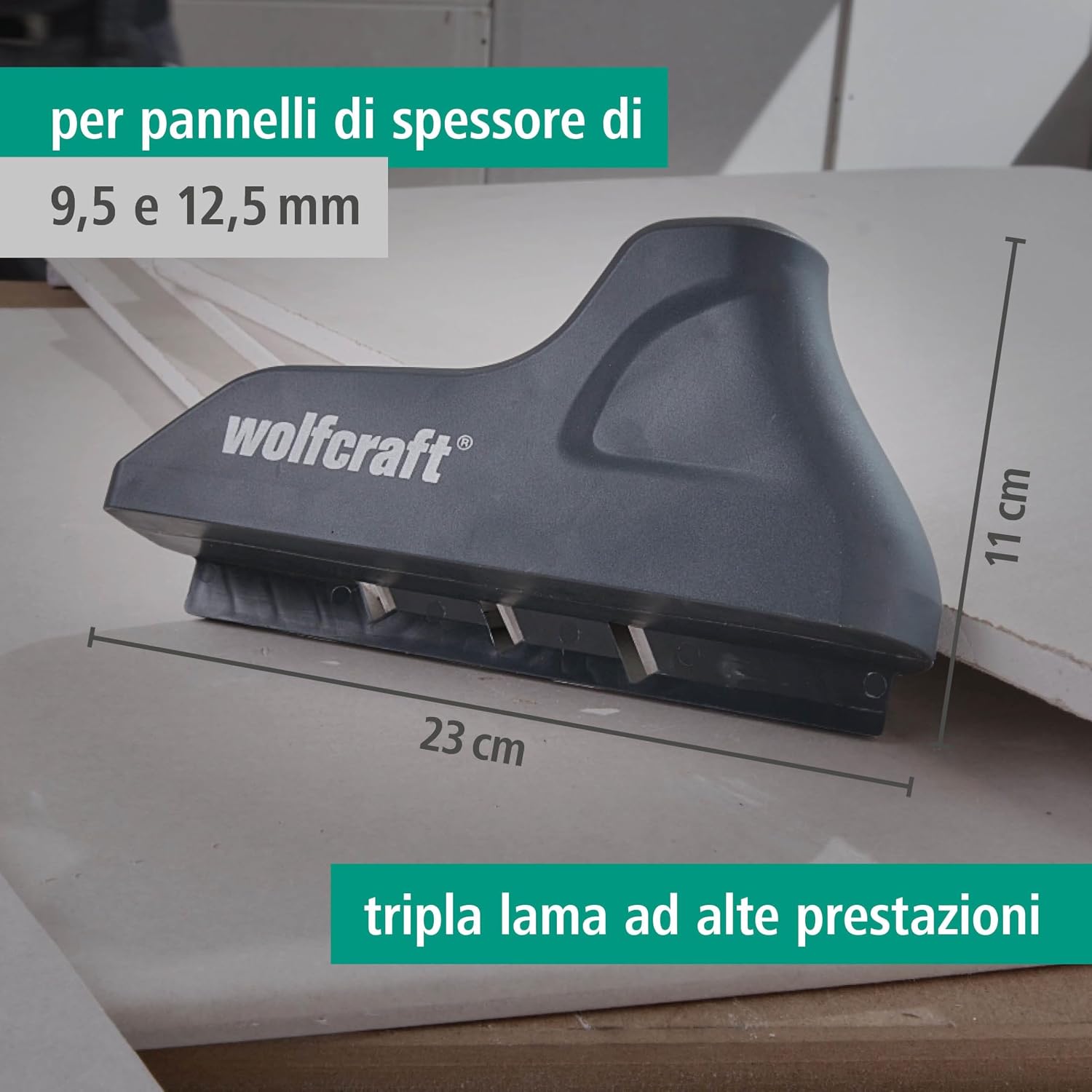Detalle 2 de wolfcraft Pialla per Bordi a Tripla Lama – Pialla per Cartongesso con Lama Tripla