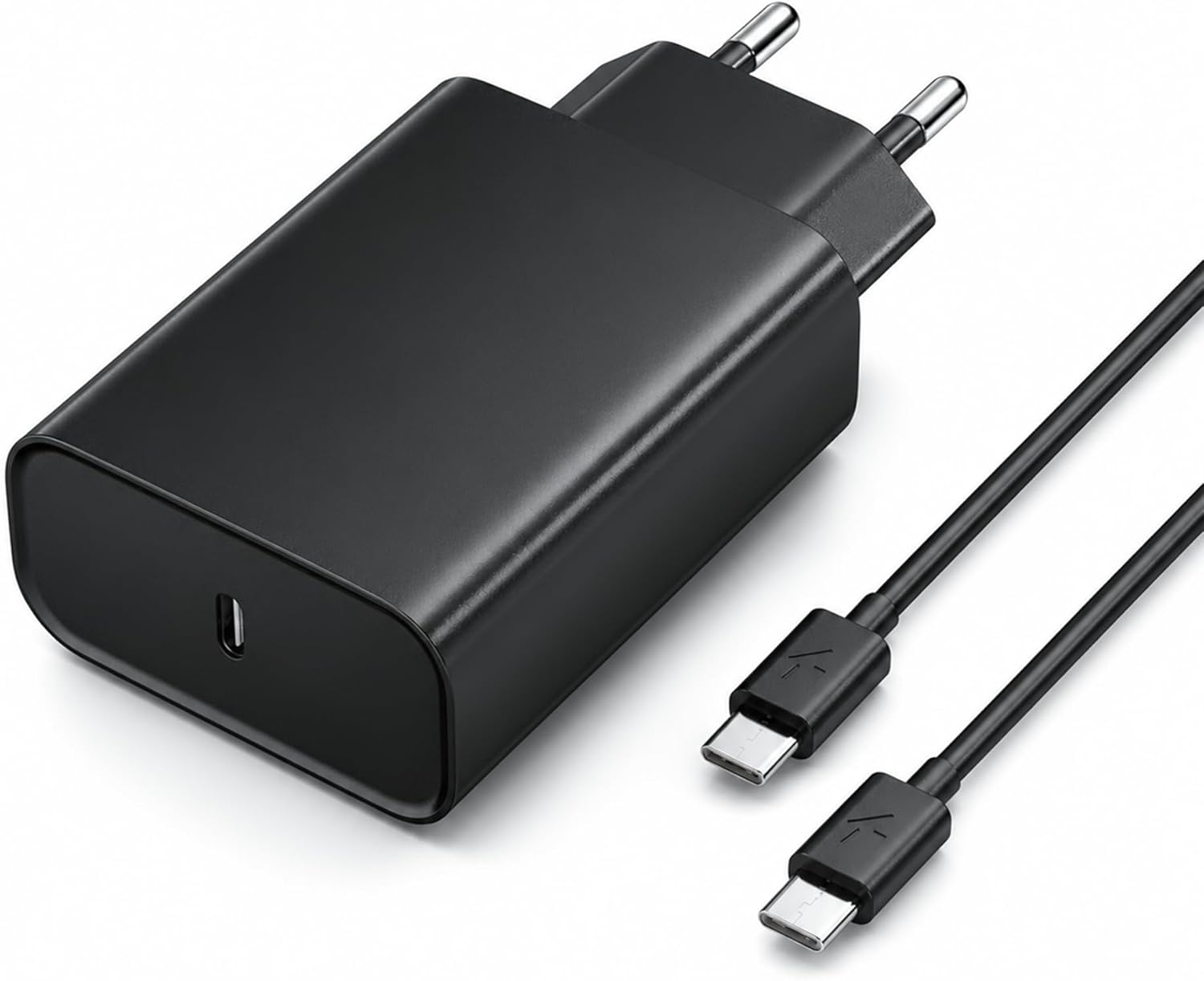 Detalle de Chargeur USB-C 45 W BOLUX-JS avec Super Fast Charge 2.0 et câble USB-C 2 m (noir) pour Samsung Galaxy