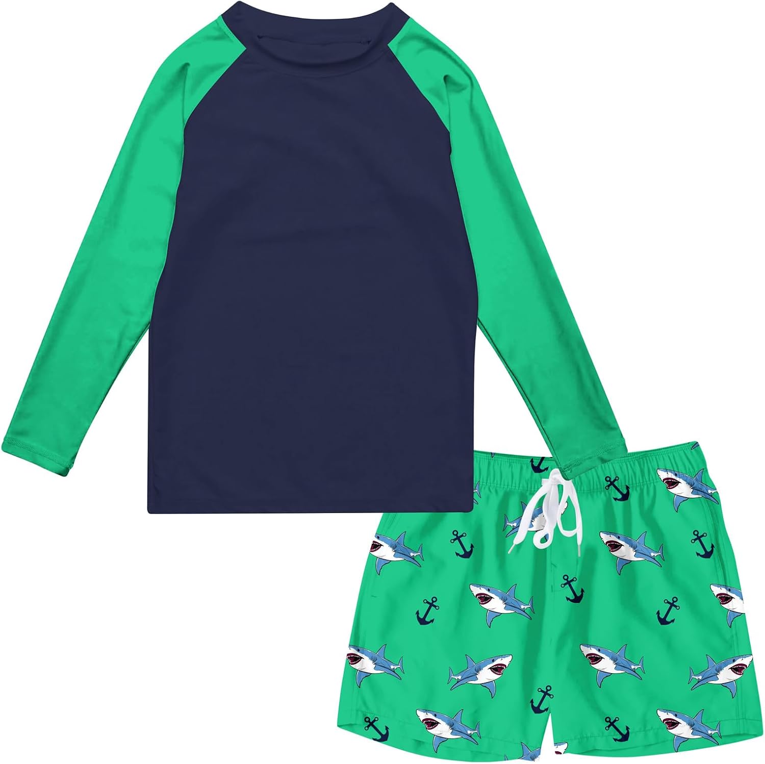Detalle de Kids4ever Boys Swimming Costume Long Sleeve Sun Protection Rash Guard Set (Two Pieces)