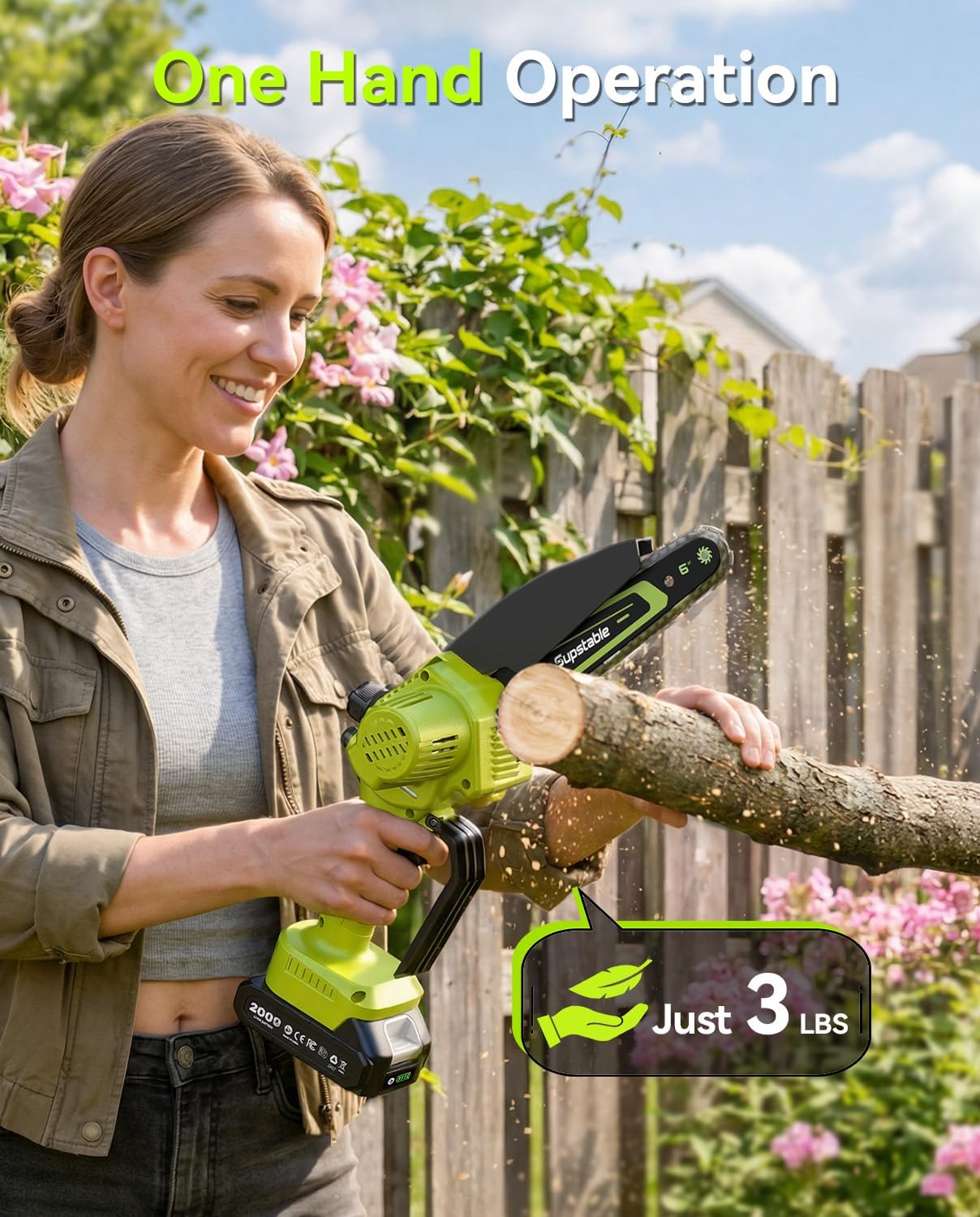 Thumbnail 2 de Supstable Mini Chainsaw 6 Inch: Cordless, Lightweight Pruning Power with Dual-Handle Safety