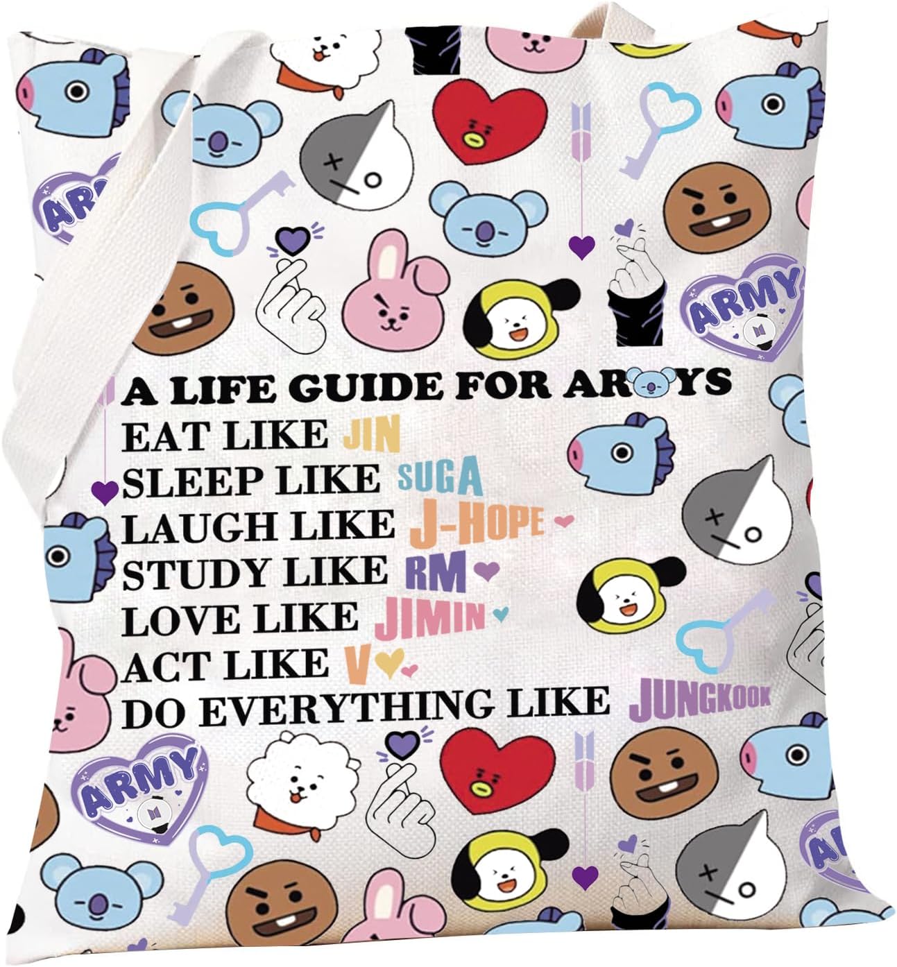 Detalle de PXTIDY K-pop Characters Shoulder Bag: Practical K-Pop Fan Tote