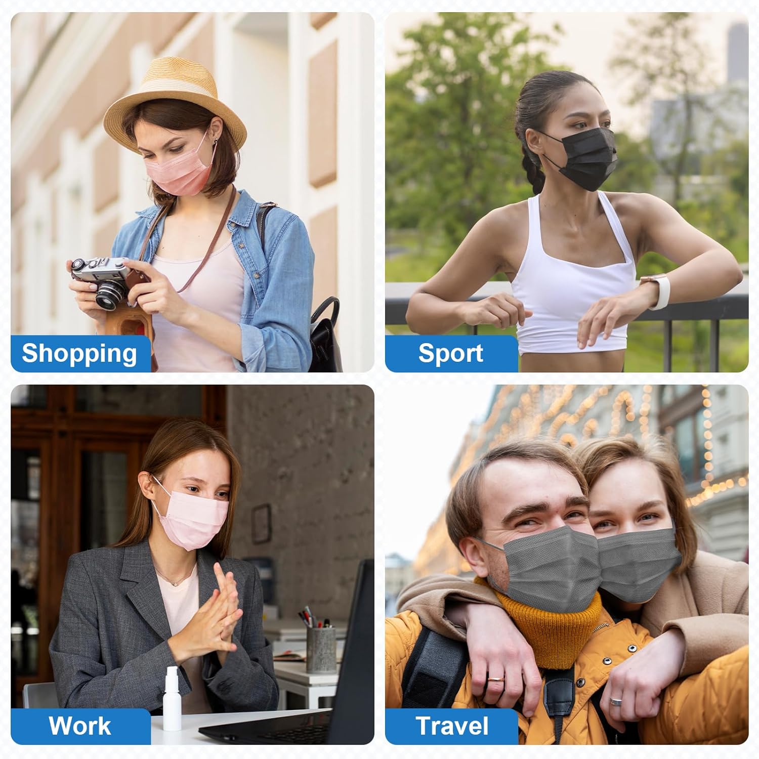 Thumbnail 6 de ZIYE 3-Layer Disposable Face Masks (100/500 Pack) with Nose Clip & Elastic Ear Loops