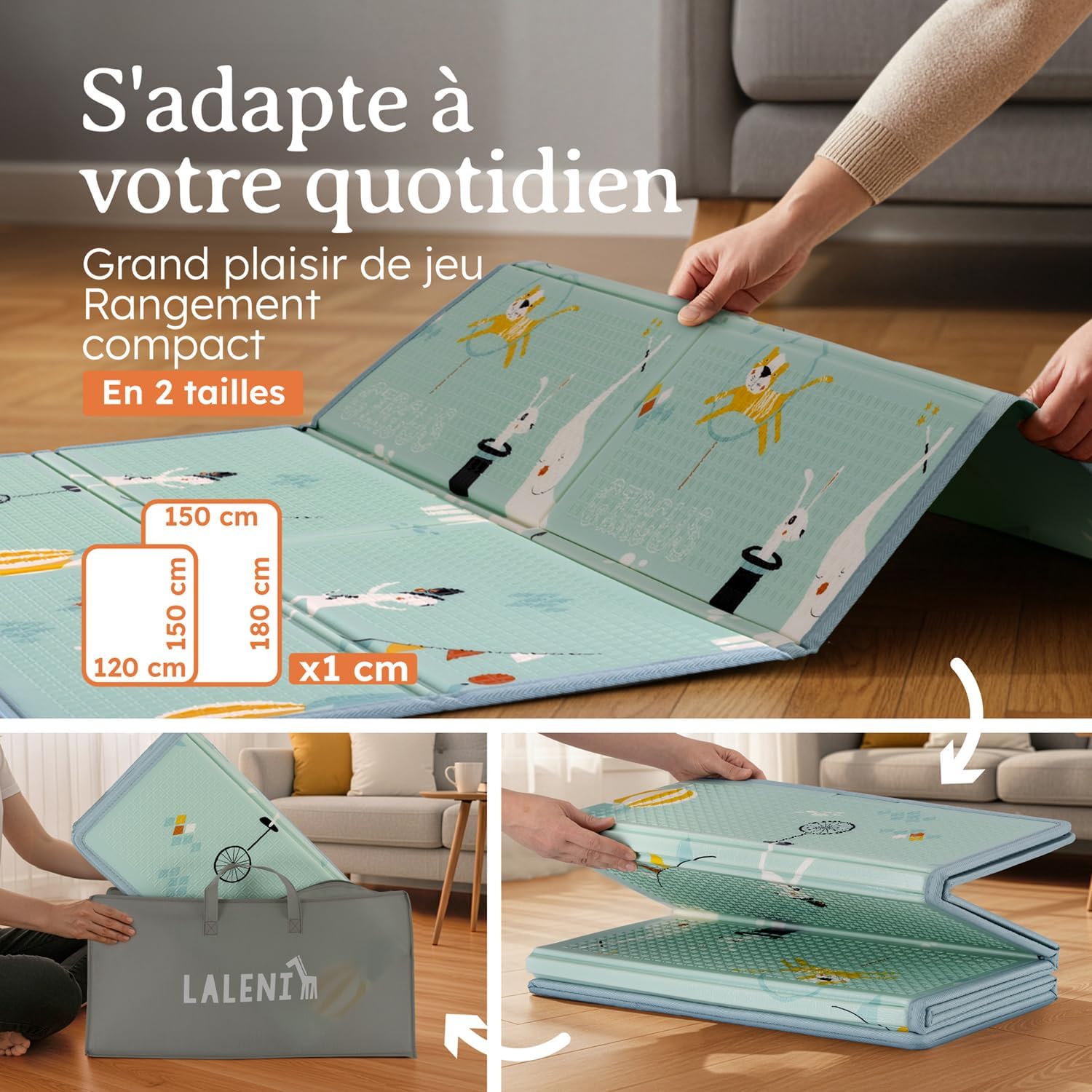 Thumbnail 4 de Laleni tapis d’éveil bébé pliable imperméable 120 x 150 x 1 cm – motif cirque