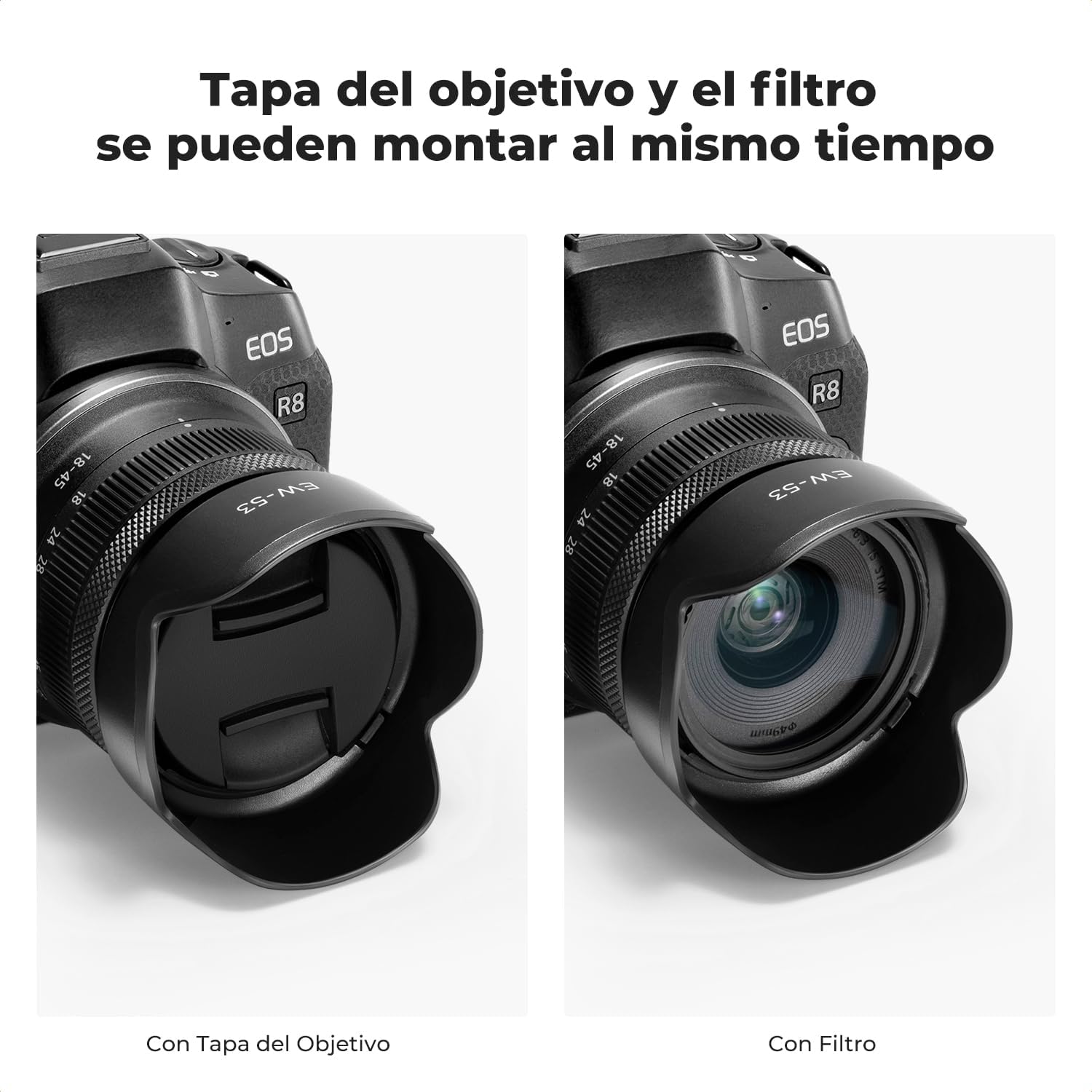 Detalle 2 de K&F Concept EW53 parasol reversible para Canon 49 mm