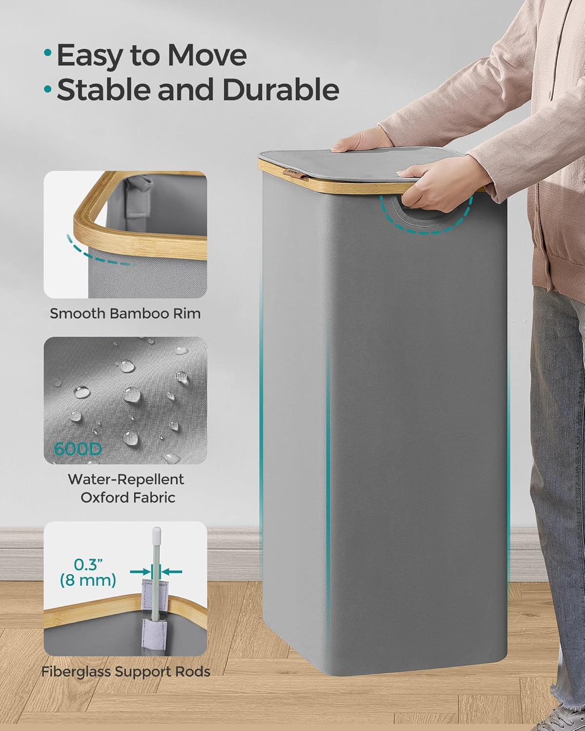 Thumbnail 6 de SONGMICS LCB509G01 90L laundry basket with lid