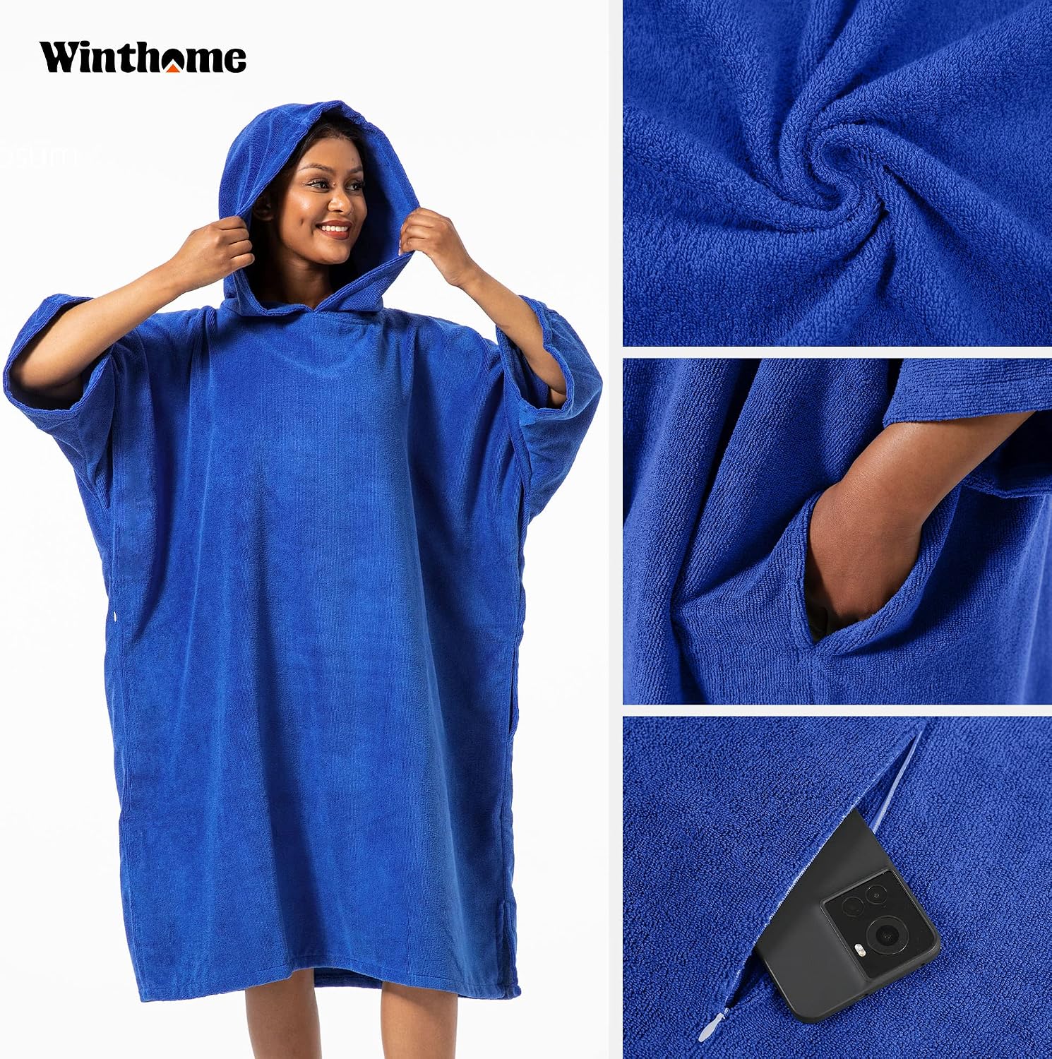 Detalle de Winthome Changing Bath Robe: Surf Poncho Towel with Hooded Design