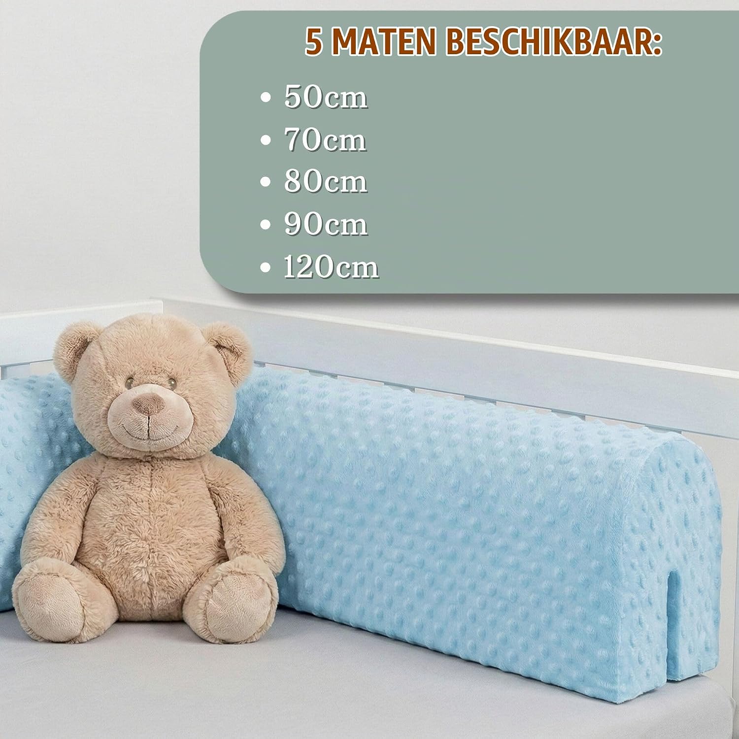 Detalle de Totsy Baby da-1 bedrandbeschermer 70 cm, grijs met afneembare hoes