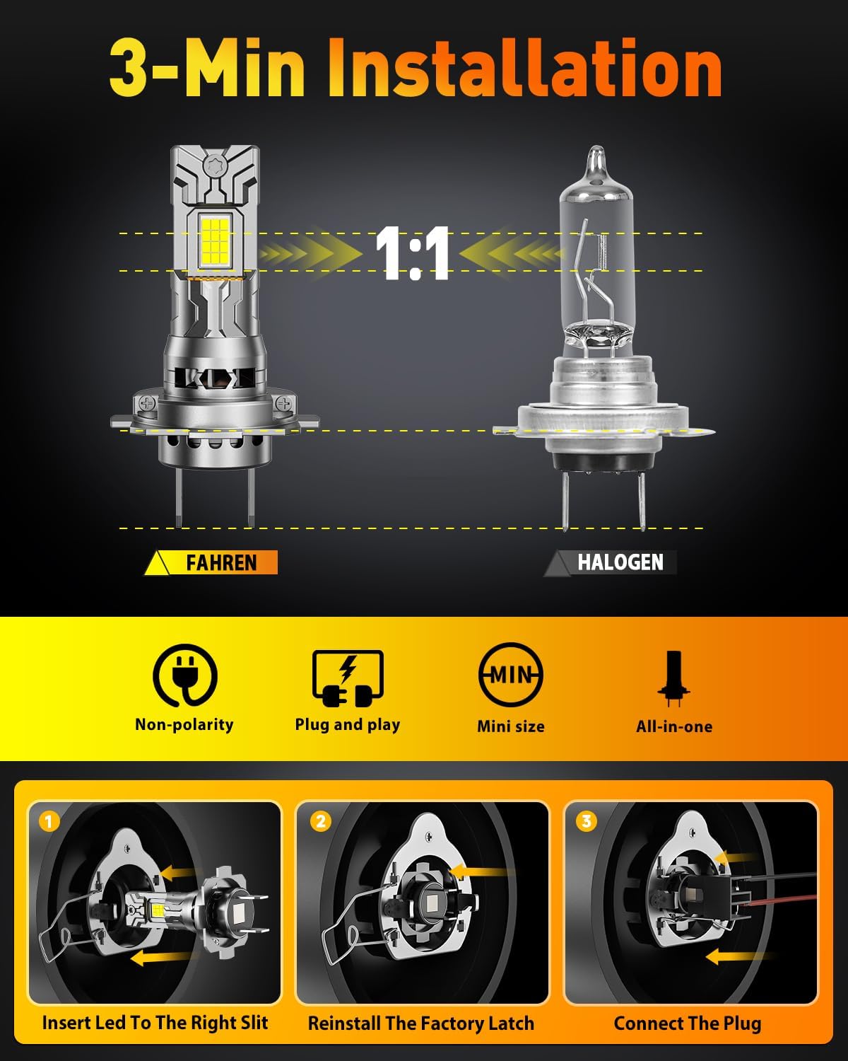 Thumbnail 6 de FAHREN 6th-gen H7 LED Bulbs — 80,000 Lumens, 6500K, 2-Pack (CAN-Bus Ready)