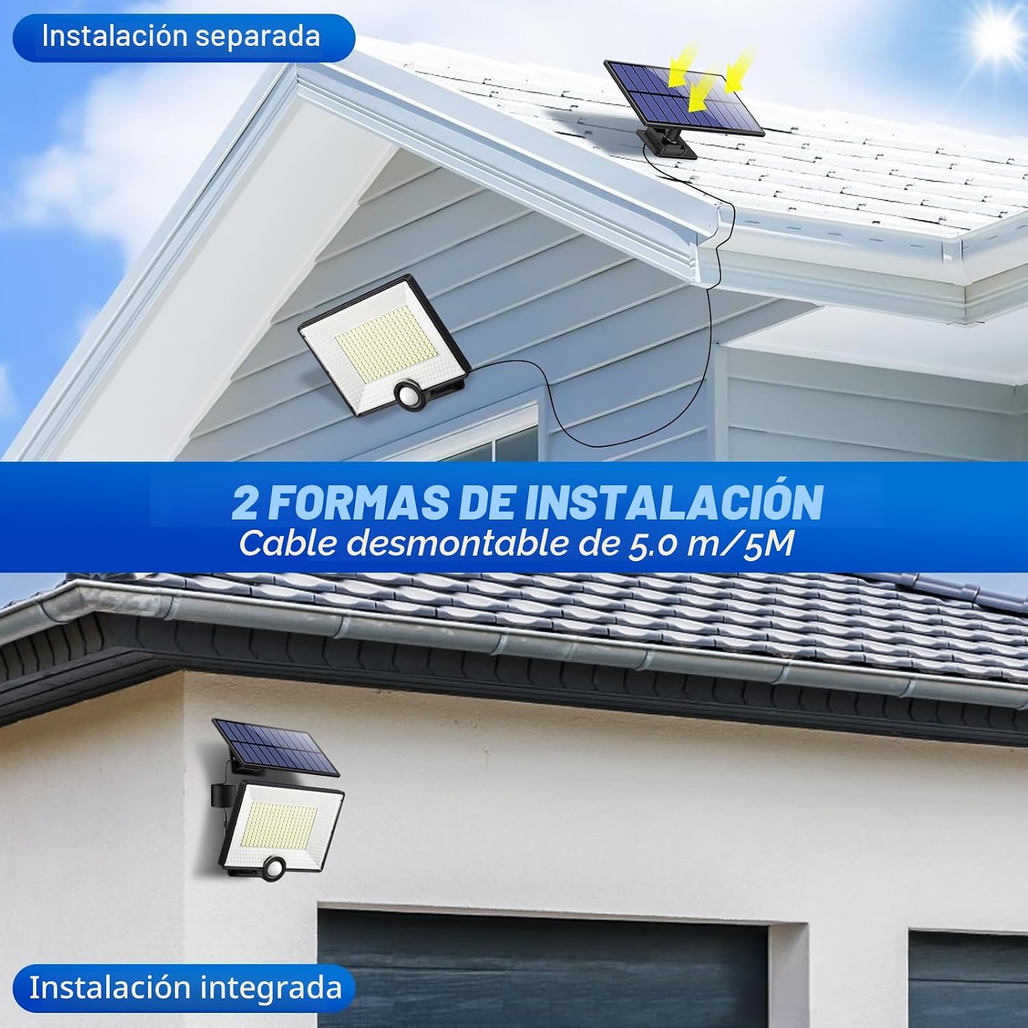 Detalle 2 de Pxwaxpy Luz Solar Exterior 204LED/2000LM con Sensor de Movimiento y IP65