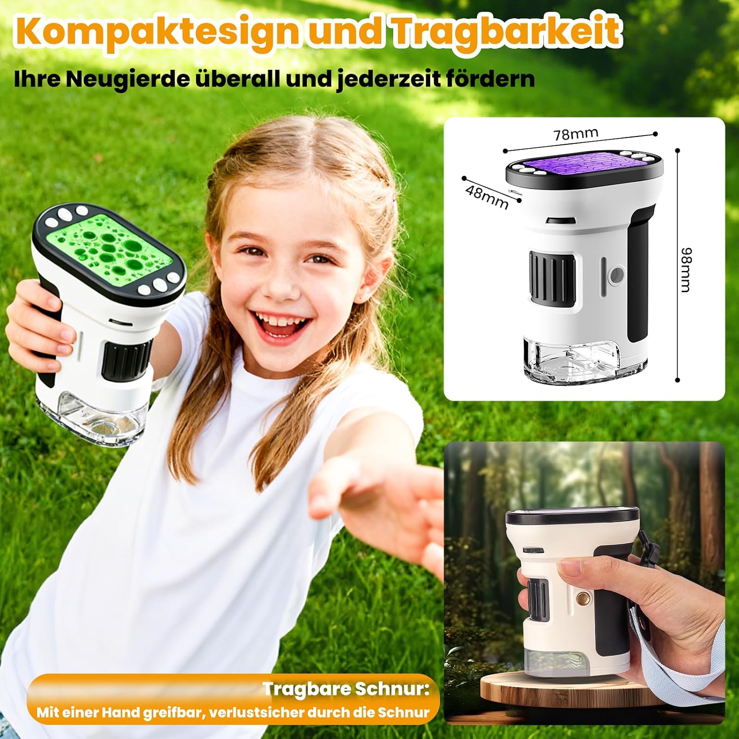 Detalle 2 de FIVAVA 1000X tragbares Kinder‑Mikroskop 1000x