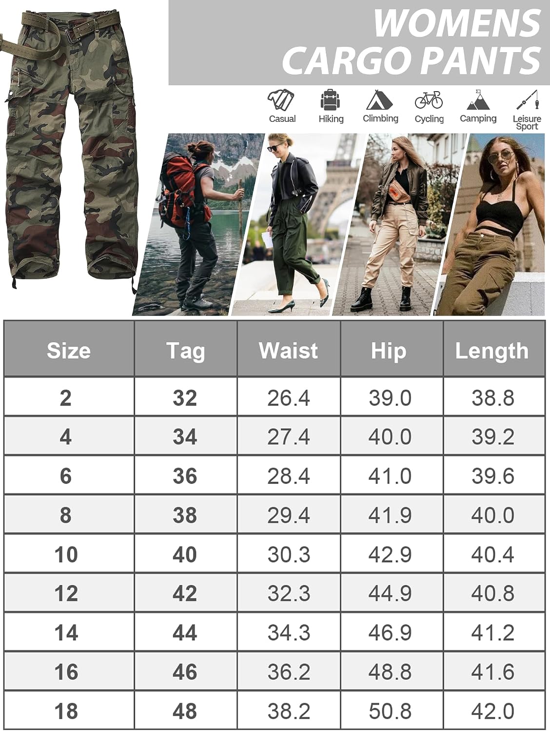 Thumbnail 4 de yeyity Cargohose Damen Multi Taschen