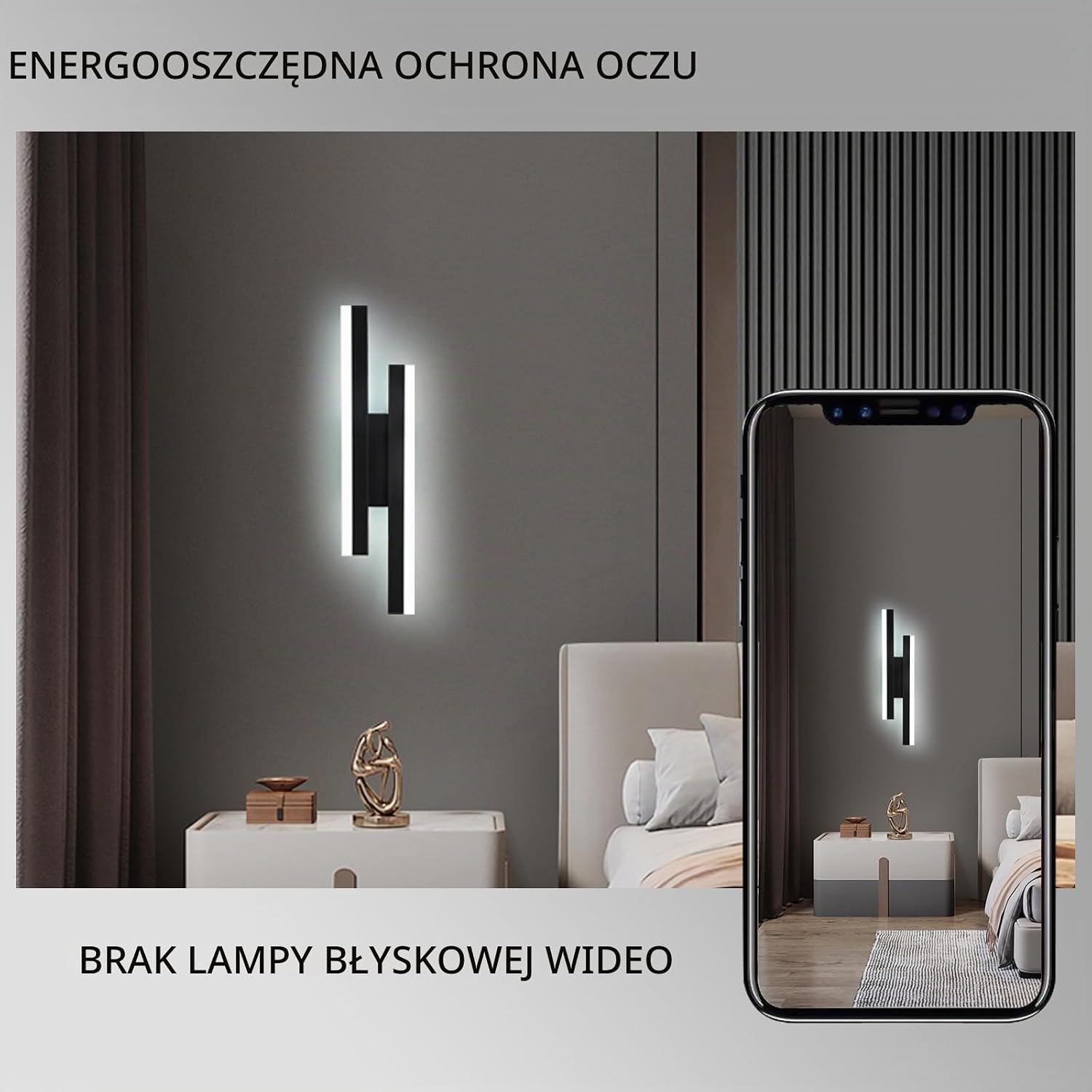 Detalle de Riserva 30924009 kinkiet LED 16 W, 1800 lm, 6500 K, czarny, 40 cm